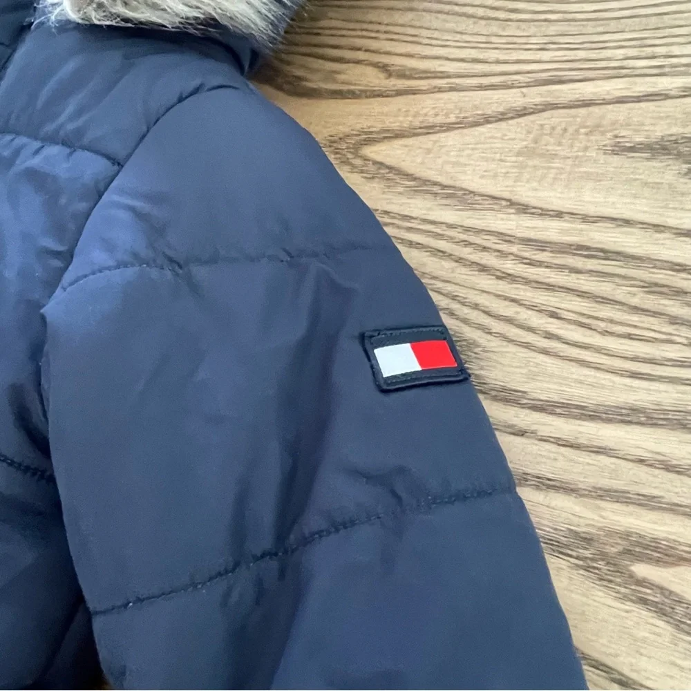 Little‎ Girl Tommy Hilfiger Anorak Puffer Jacket With Faux Fur Hood Blue
